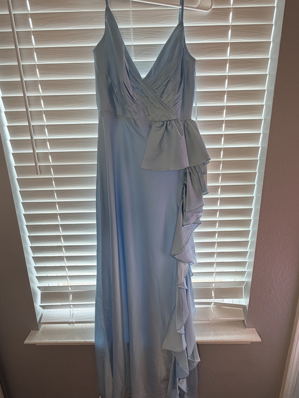 Mac Duggal Light Blue Ruffle Wrap Maxi Dress 68551 - Picture 4 of 8